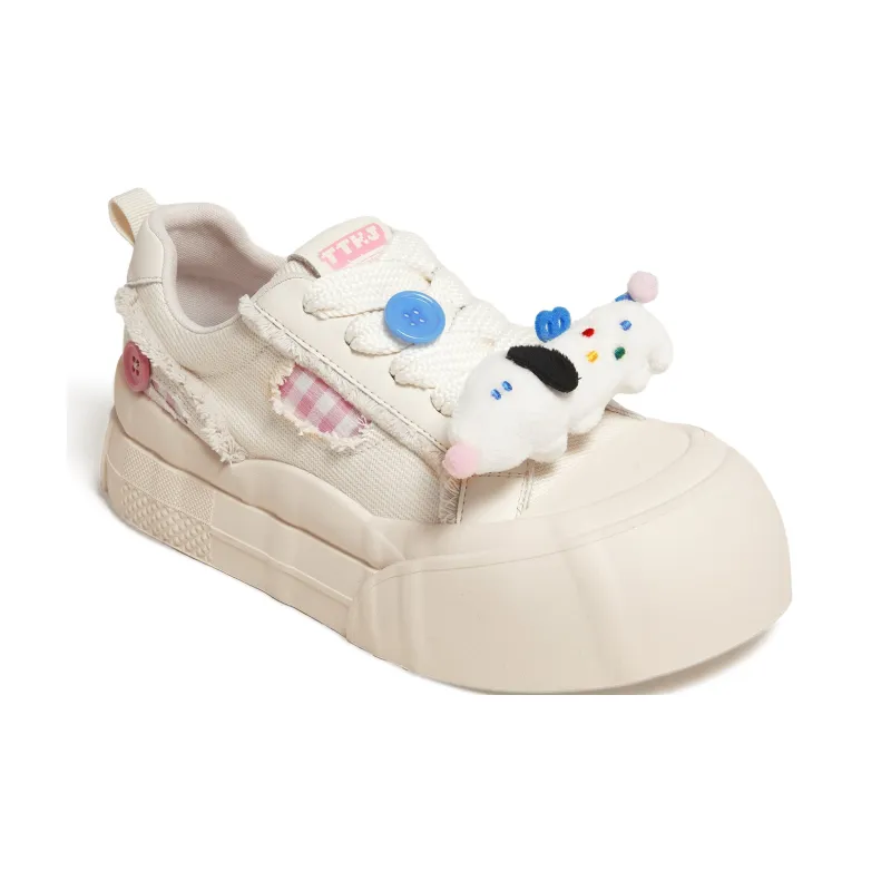 TTKJ Low-Top Skateboard Shoes Women's Sweet Peach White-2
