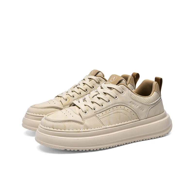 AOKANG Air Force One Series Skateboard Shoes Men Low Top Beige Yellow, White Green-3