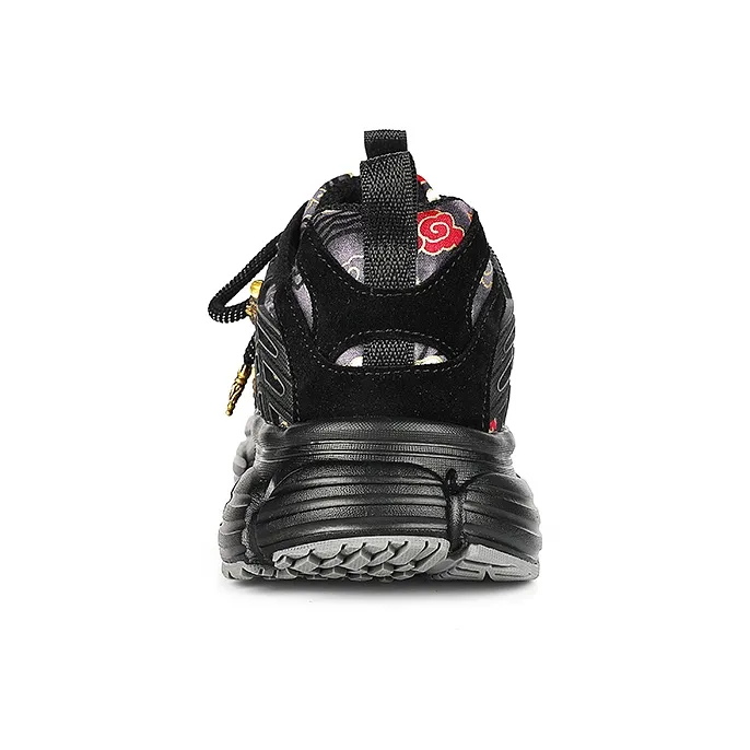 AMICNIEGD Breathable Height Increasing Slip-Resistant Low-Top Chunky Sneakers Unisex Black-3