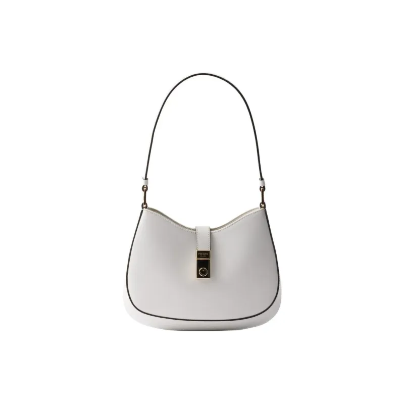 PRADA Cleo Calfskin Handbag, Shoulder Bag Women's White-0
