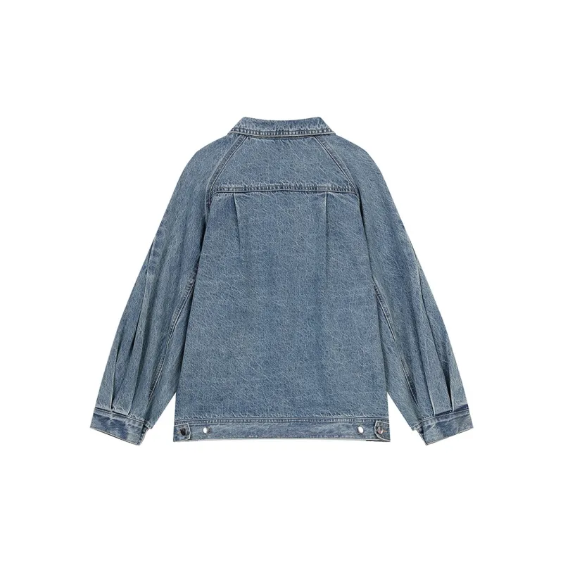 ELF SACK Denim Jacket Women's Washed Denim Blue-1