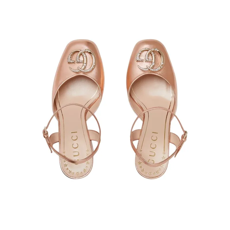 GUCCI Nojum Chunky Heel High Heels 11.5cm Women's Rose Gold-3