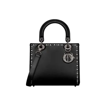 DIOR Lady Dior Calfskin Tote Bag Shopping Bag Shoulder Bag Crossbody Bag Handbag Medium Size Women's Black