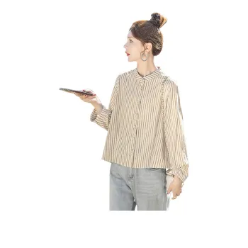 Cypress House Shirt Women's Beige Khaki Stripes