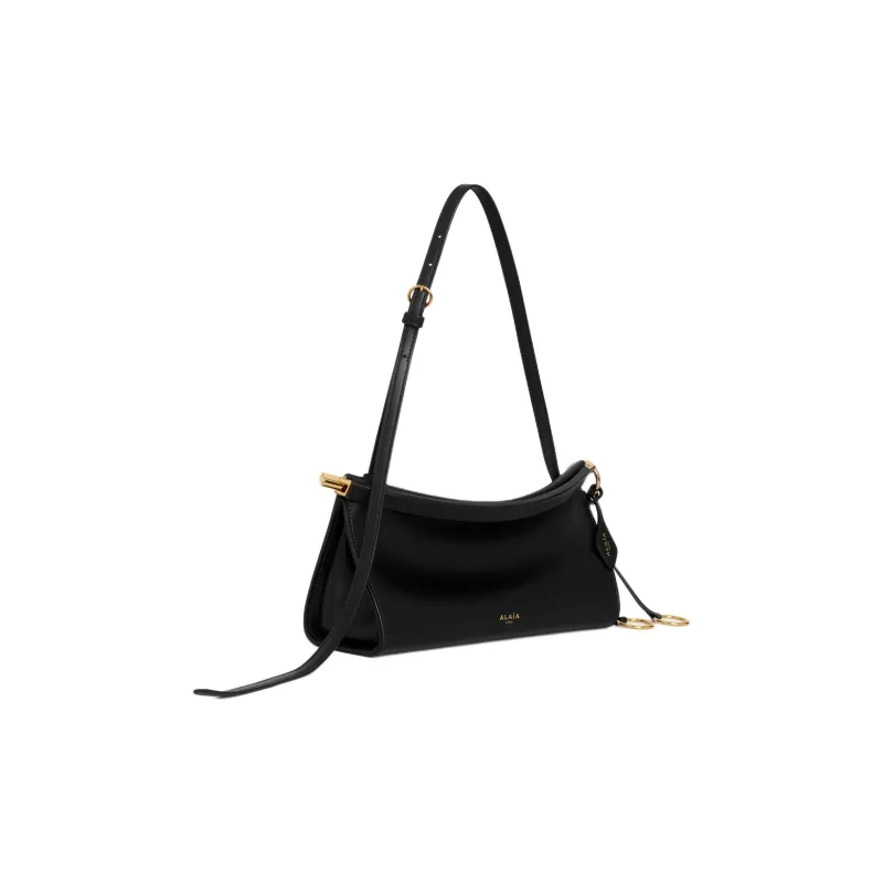 Alaia Calfskin Shoulder Bag Trumpets Women's Black-1