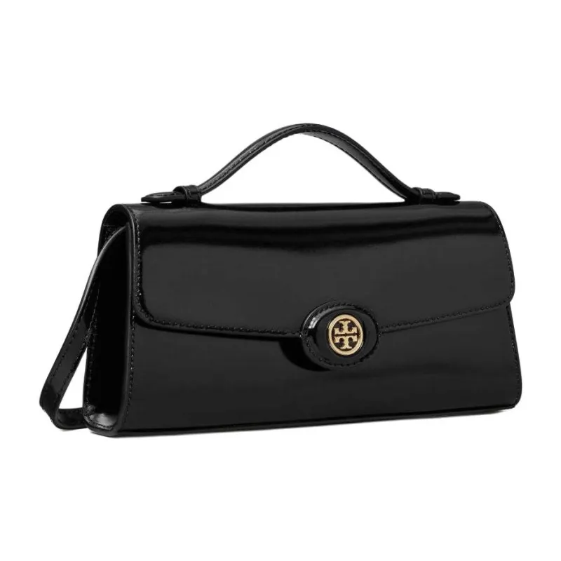 TORY BURCH Robinson Spazzolato Top Handle Chain Wallet Black-1