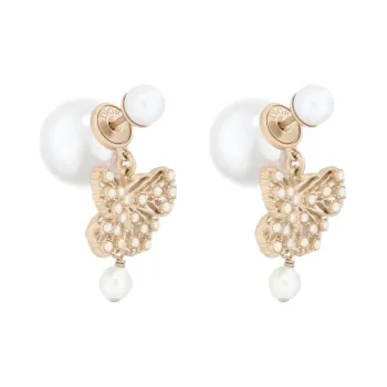 DIOR Metal Earrings Women's Matte Gold