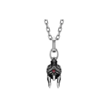 ROCK&RIDE 925 Sterling Silver With Garnet Red Zircon And White Zircon Charm/Pendant Men's