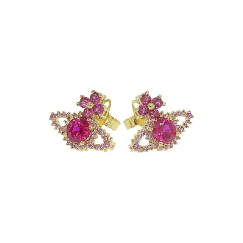 Vivienne Westwood Cubic Zirconia Brass Ruby Earrings Women's Gold-1