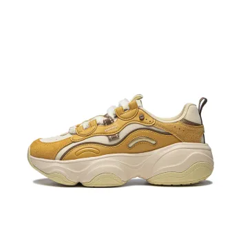 LiNing Honey V2 Anti Slip Wear Resistant Low Top Chunky Sneakers Women's Yellow Rice