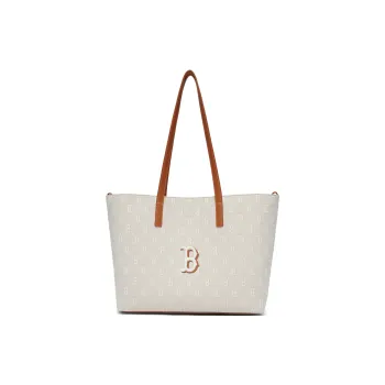 MLB Boston Red Sox Old Flower Series Cotton Shoulder Bag Tote Laptop Bag Students Women's Light Beige