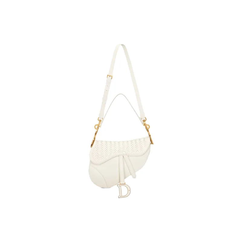 DIOR Saddle Calfskin With Goatskin Saddle Bag, Shoulder Bag, Crossbody Bag, Handbag Women's Ecru-1
