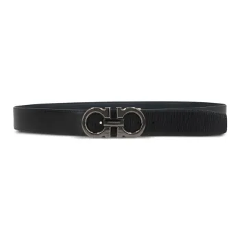 FERRAGAMO Calfskin Leather Belts Men's Sea Blue Width 3cm