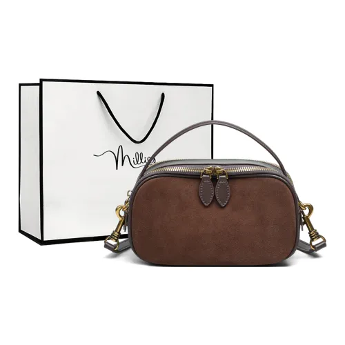 MILLIE'S Cow Leather Pillow Bag One Shoulder Handbag Women's Ebony Brown