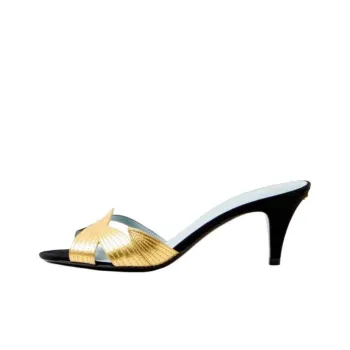 Valentino Slide Slippers 6.5cm Women's Black Gold