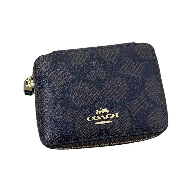 COACH Jewelry Bo Canvas With Leather Medicine Kit Travel Bag Mini Unisex Brown & Black-2