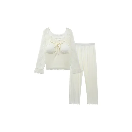Sleeping Beauty Pajama Set Women's Milk White