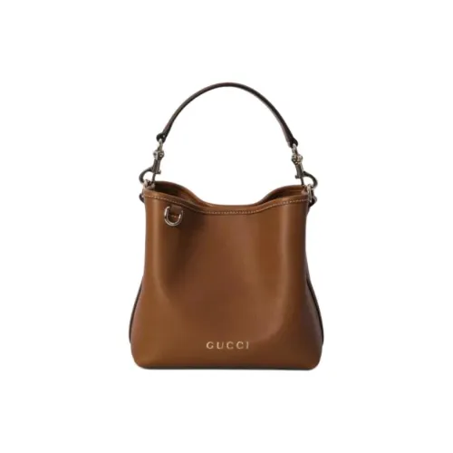 GUCCI Calfskin Bucket Bags One Shoulder Handbags Mini Women's Brown