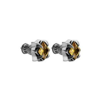 ROCK&RIDE 925 Sterling Silver With Zircon Stud Earrings Unisex