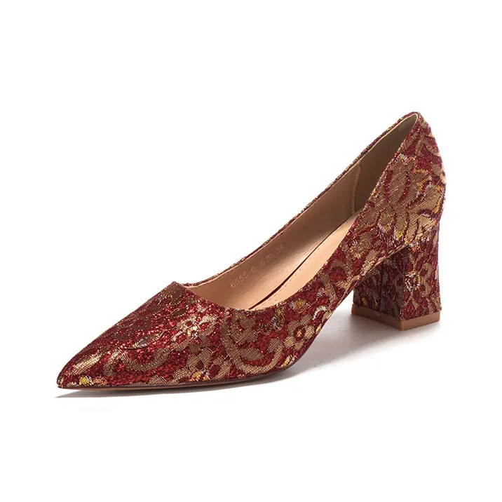 QITUMAUL High Heels Women's Gold-6