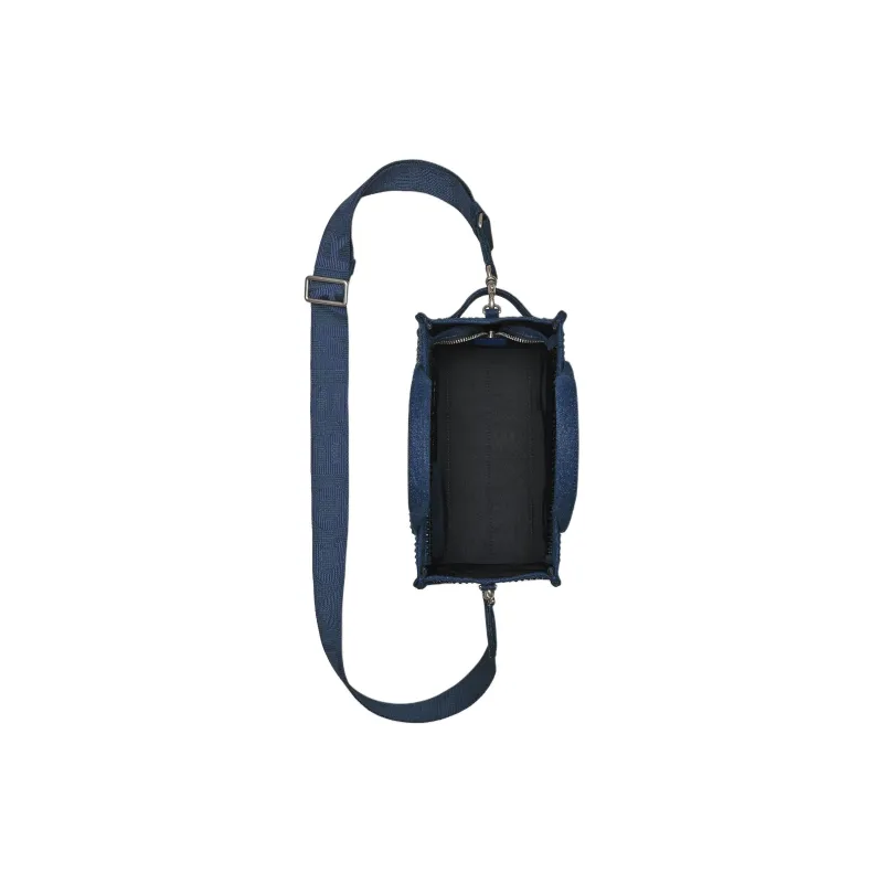 MARC JACOBS The Small Tote Denim Crystal Dark Wash Blue-3