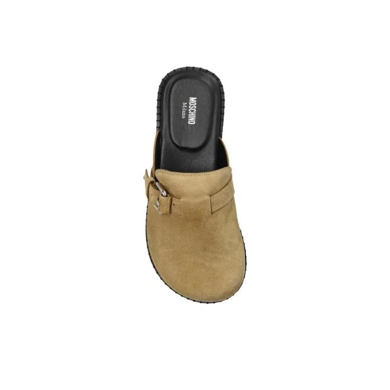 MOSCHINO Buckled Round Toe Mules Women's-4