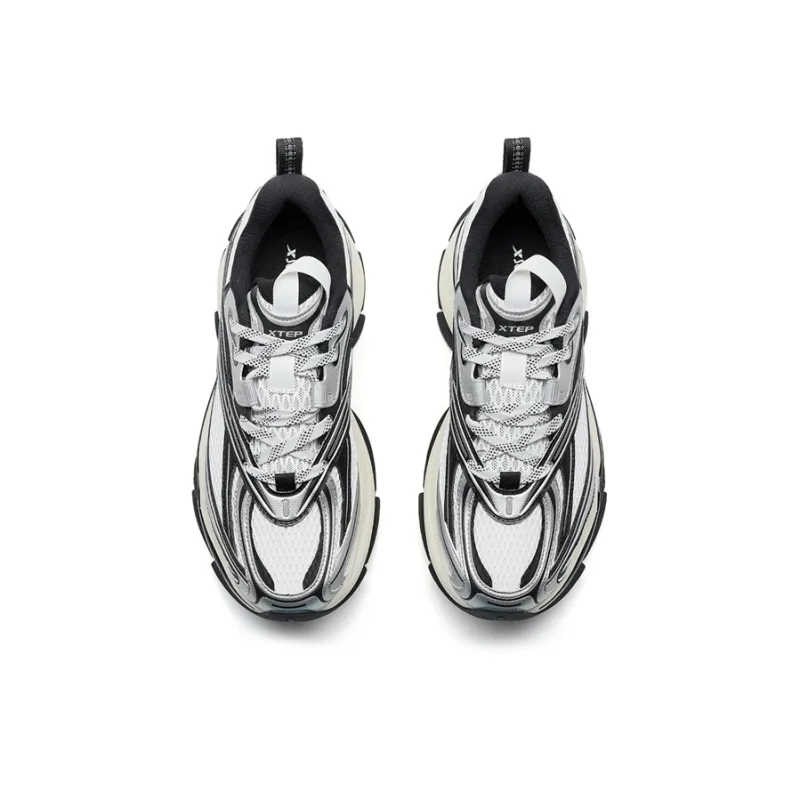 XTEP Basque 2 Abrasion Resistant Lightweight Rebound Low Top Casual Shoes Men's White Black Gray-3