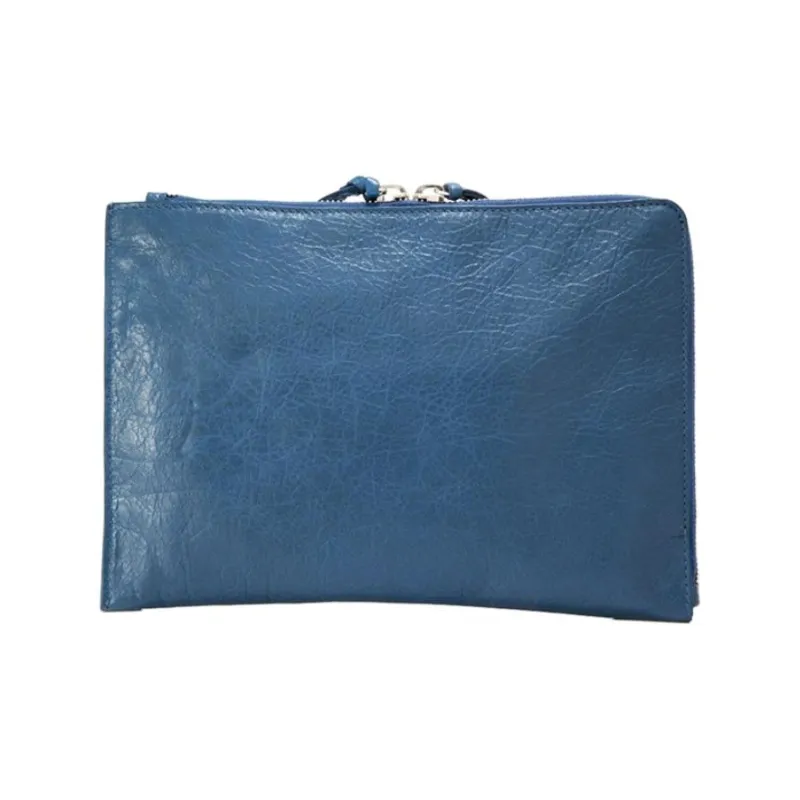 Balenciaga Leather Clutch Women's Blue-4