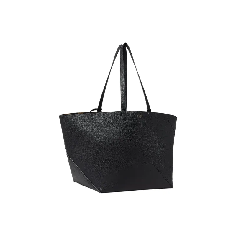 FENDI Calfskin Tote Bag Shopping Bag Handbag Shoulder Bag Large Size Women's Black-1