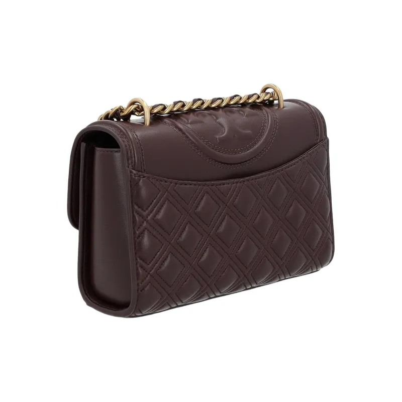 TORY BURCH Fleming Leather Crossbody Bag, Shoulder Bag Small Size Women's Brown-4