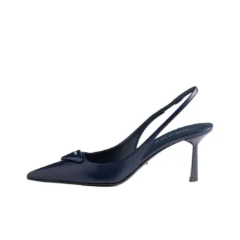 PRADA Saffiano Slim Heel High Heels 7.5cm Women's Blue