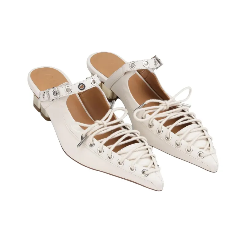 GANNI Slip Resistant Closed Toe Slippers Women's White-2