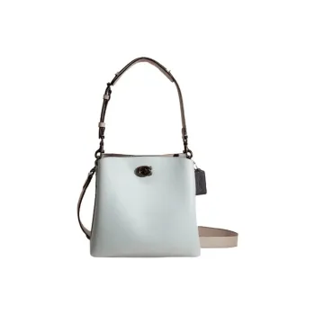 COACH Willow Leather Bucket Bag, Shoulder Bag, Crossbody Bag Women's Light Blue