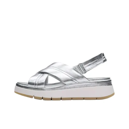 Clarks Tuscan Cross One Strap Sandals 5.5cm Women's Silver