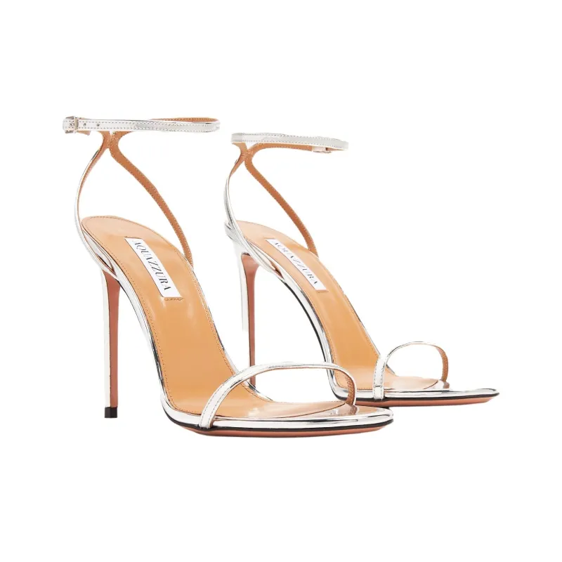 AQUAZZURA Olie One Strap Sandals 10.5cm Women's Silver-2