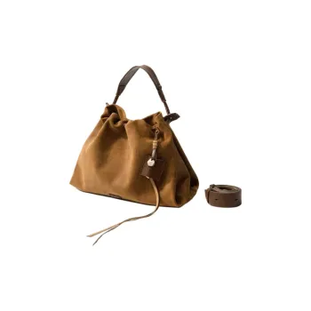 Songmont Suede Shoulder Bag, Crossbody Bag, Handbag Trumpets Unisex Sand Twilight Brown+Annoying Card Pack Hanging