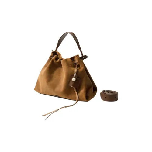 Songmont Suede Shoulder Bag, Crossbody Bag, Handbag Trumpets Unisex Sand Dusk Brown+Annoyance Card Bag Charm