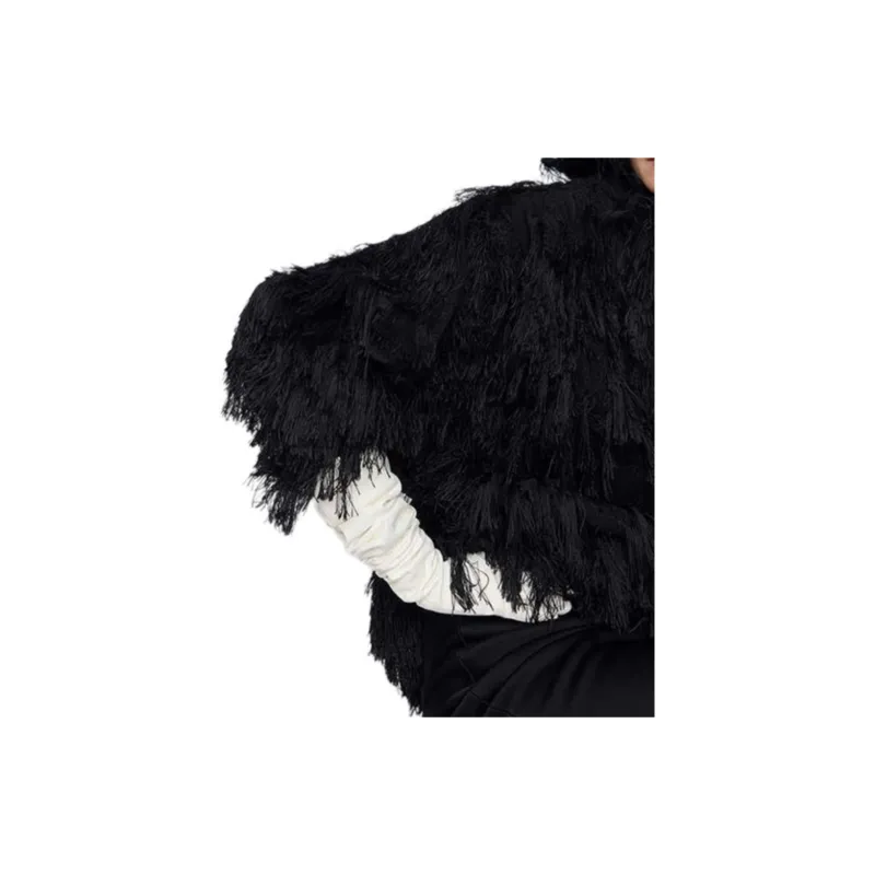 CARVEN FW24 Velvet-feel Coat Women's Black-5