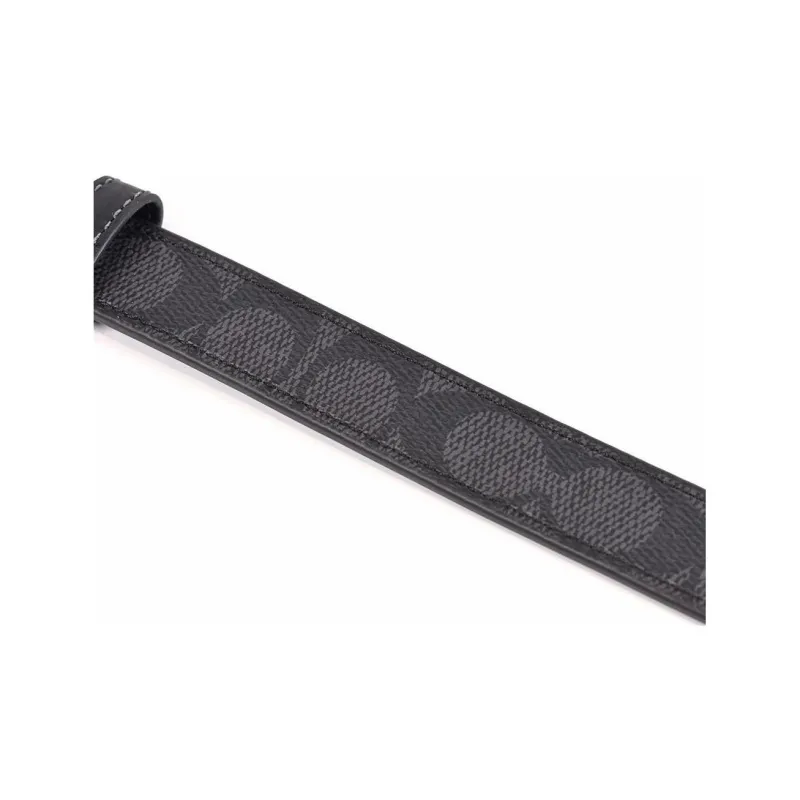 COACH Coated Canvas Leather Belts Unisex Black 2.5CM-2