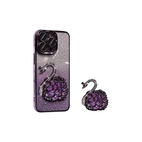 X IT Metal Electroplated Sparkling Rhinestone Swan With Glittering Sand Phone Cases Compatibility Apple 14/15/13/Pro