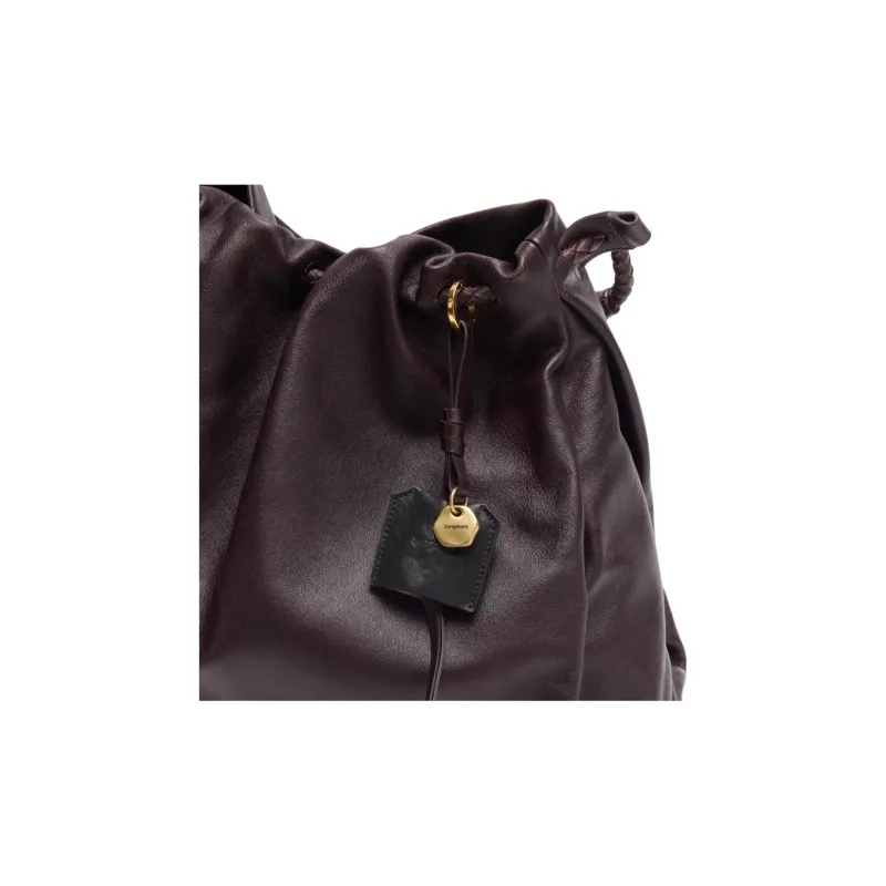 Songmont Cow Leather Crossbody One Shoulder Handbag Trumpets Women's Ebony Color-2