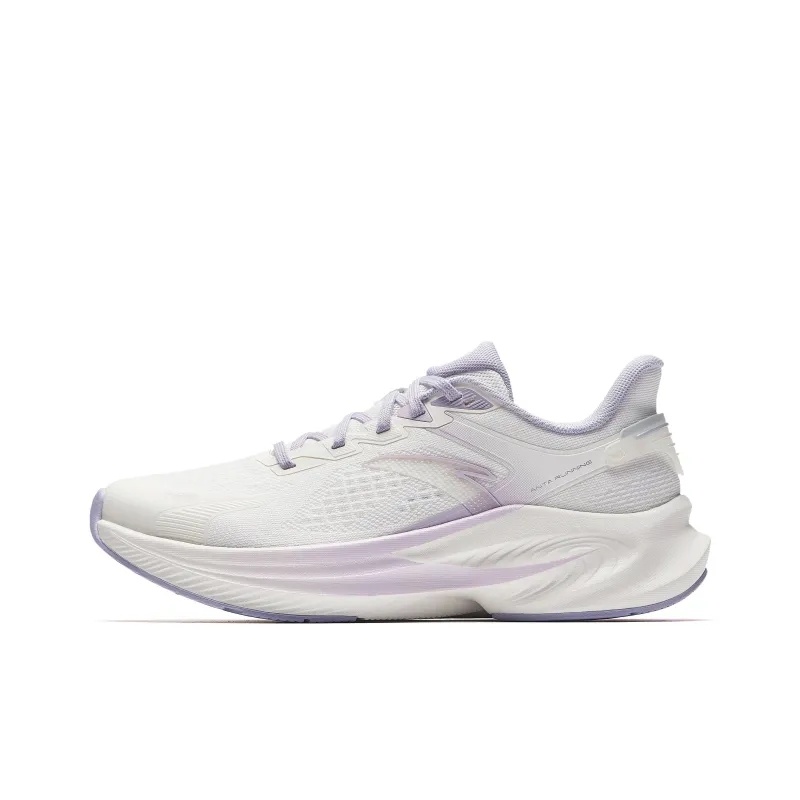 Anta Cushioning Anti-Slip And Wear-Resistant Height Increasing Low-Top Running Shoes Women's White Purple-0