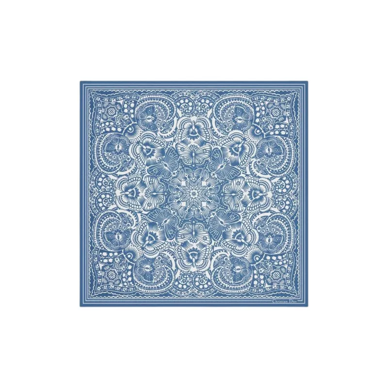DIOR Mulberry Silk Scarves Women's Blue-0
