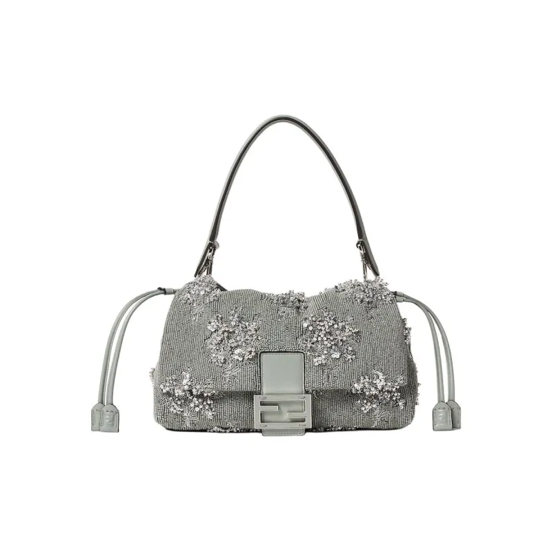 FENDI Baguette Polyester Handbag, Shoulder Bag Medium Size Women's Green-0