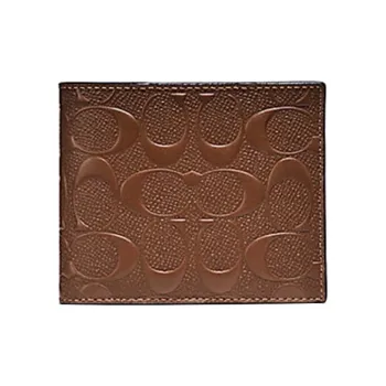 COACH 3 IN 1 Wallet Leather Cropped Foldable Card Holder Wallet Unisex Tan