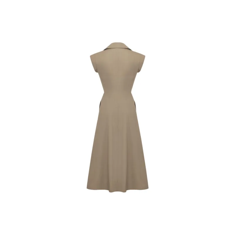 DIOR SS25 Spring Summer Ready to Wear Collection Sleeveless Dress Women's Light Brown-1