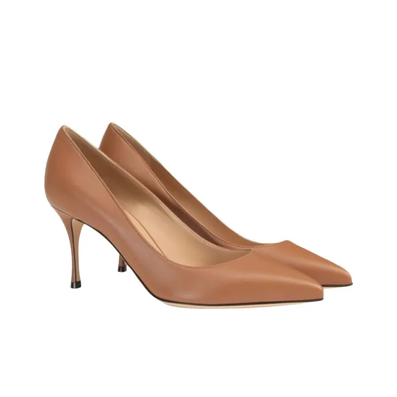 SERGIO ROSSI Godiva Slim Heel High Heels 7.5cm Women's Brown-2