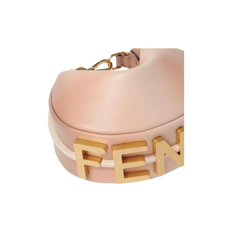 FENDI Calfskin Hobo Bag, One Shoulder Handbag Mini Women's Pink-3