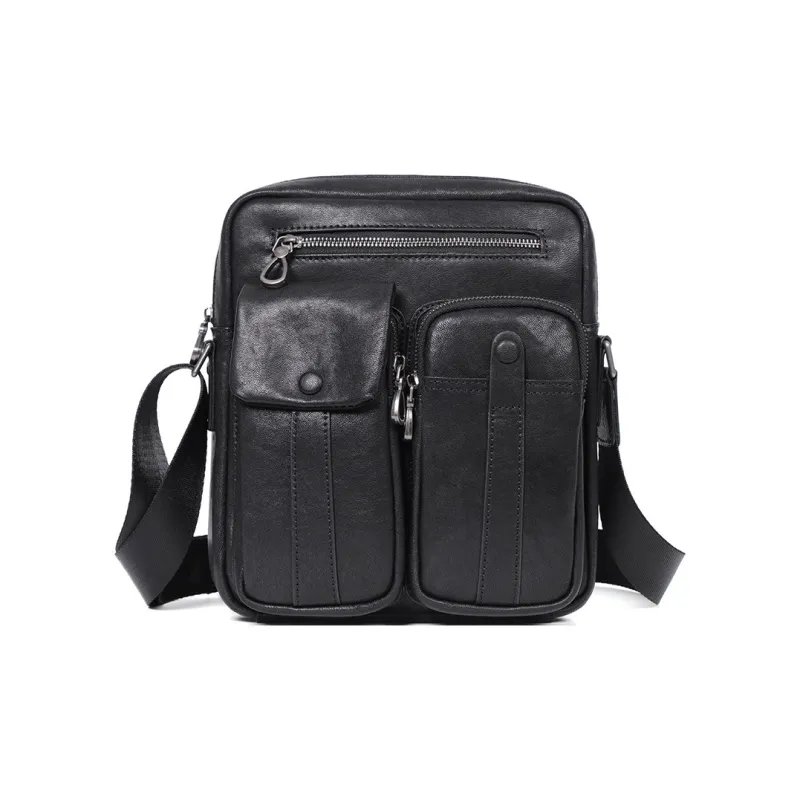 LARTIGENT Top Grain Cow Leather Crossbody Bags Shoulder Bags Regular Men's Black-0