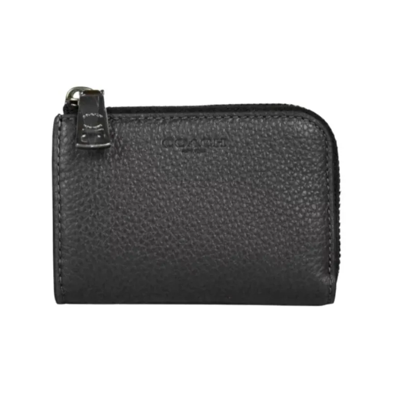 COACH Pebbled Leather Key Pouch Mini Men's Black-1